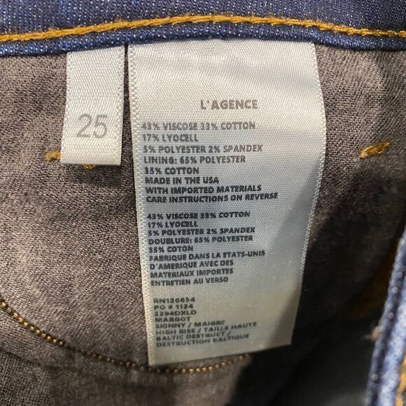 L'AGENCE Margot High Rise Skinny Thunder Destruct Jeans - Picture 7 of 7